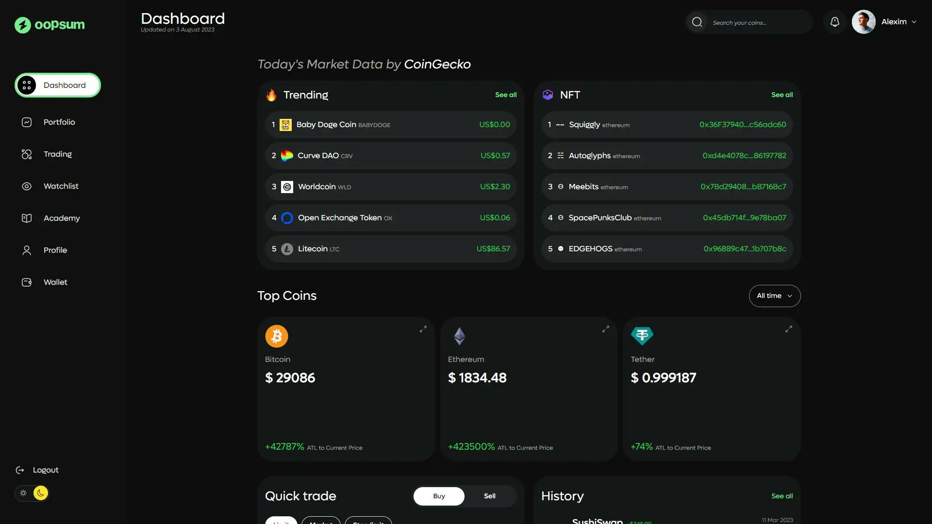Crypto Trading Platform Website Screenshot